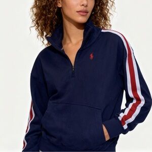 Ralph Lauren Navy Sweater with Red and White Stripes